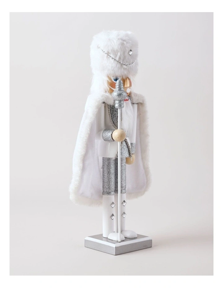 Luxe Christmas Wooden Glittered Nutcracker 38cm in White image 2