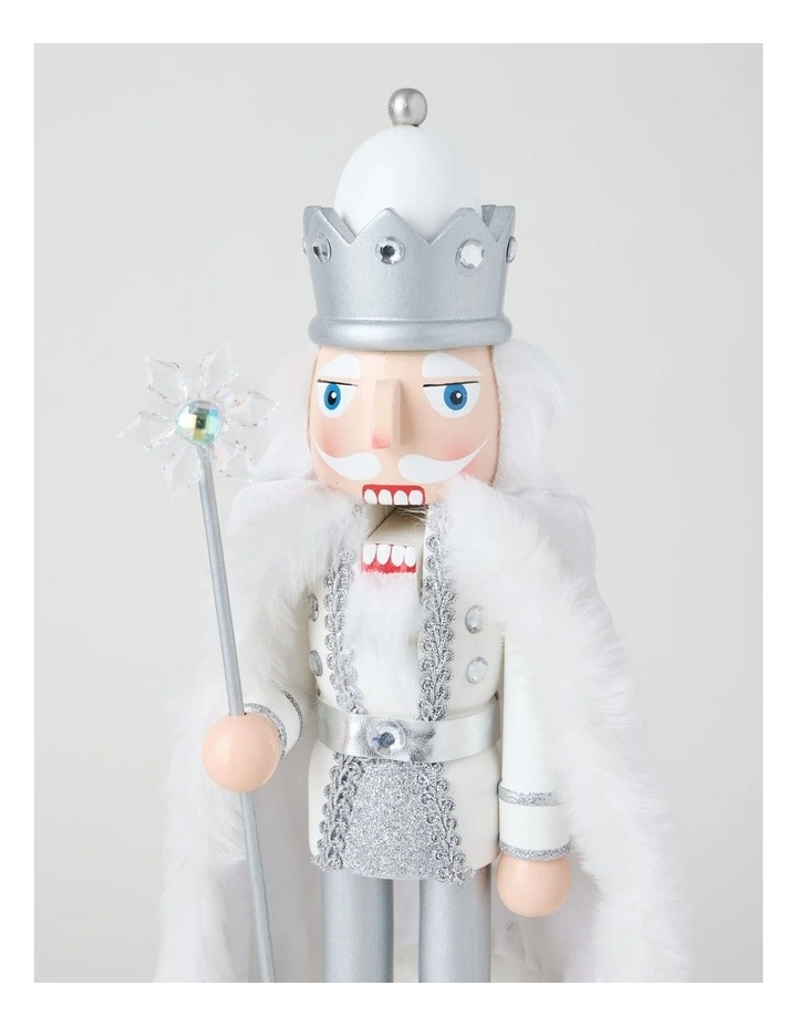 Luxe Christmas Wooden Glittered Nutcracker 38cm in White image 3