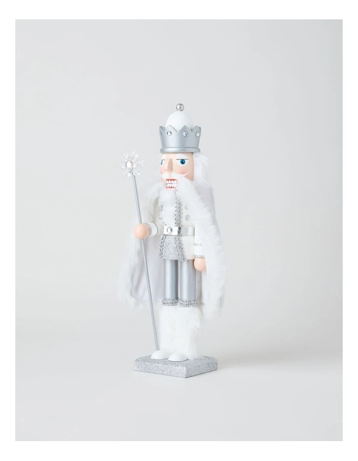 Luxe Christmas Wooden Glittered Nutcracker 38cm in White image 4
