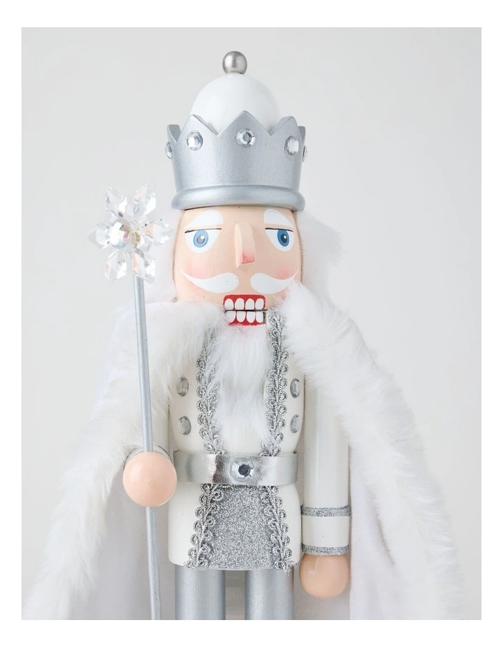 Luxe Christmas Wooden Glittered Nutcracker 38cm in White image 5
