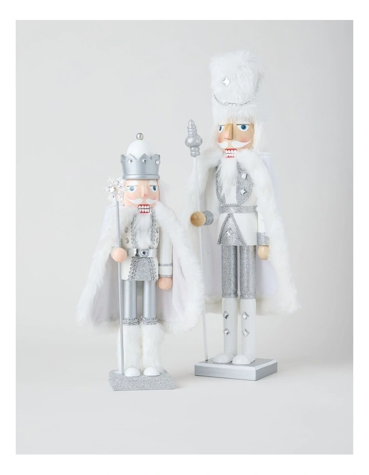 Luxe Christmas Wooden Glittered Nutcracker 38cm in White image 6