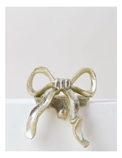 Luxe Christmas Resin Bow Stocking Holder 17cm in Champagne