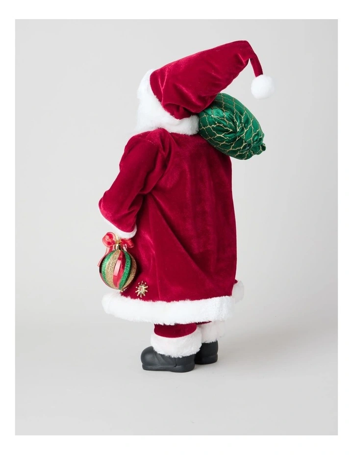 Heirloom Christmas Joseph Poinsettia Fabric Santa with Sack 46cm in Red image 5