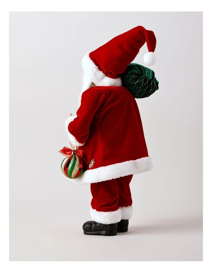 Heirloom Christmas Joseph Poinsettia Fabric Santa with Sack 46cm in Red image 5