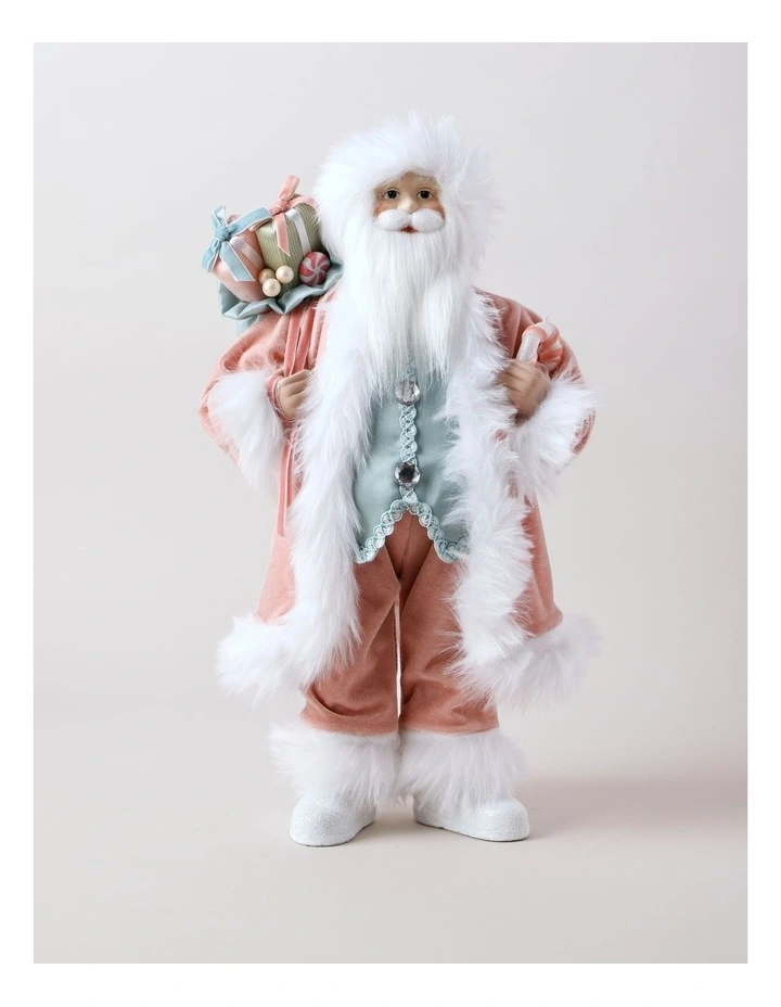 Candyland Christmas Pastel Santa with Candy Sack 46cm in Light Pink/Light Blue image 1