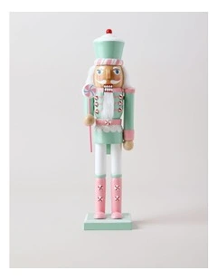 Candyland Christmas Wooden Pastel Nutcracker 38cm in Multicolour