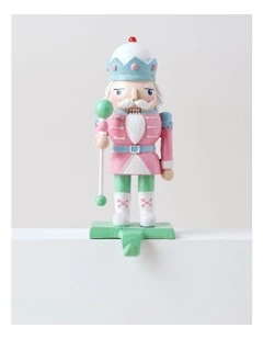Resin Christmas Nutcracker Stocking Holder 15cm in Multicolour