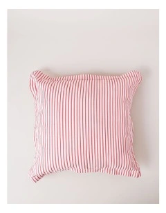 Heirloom Christmas Striped Flanged Cushion 50x50cm in Red/White