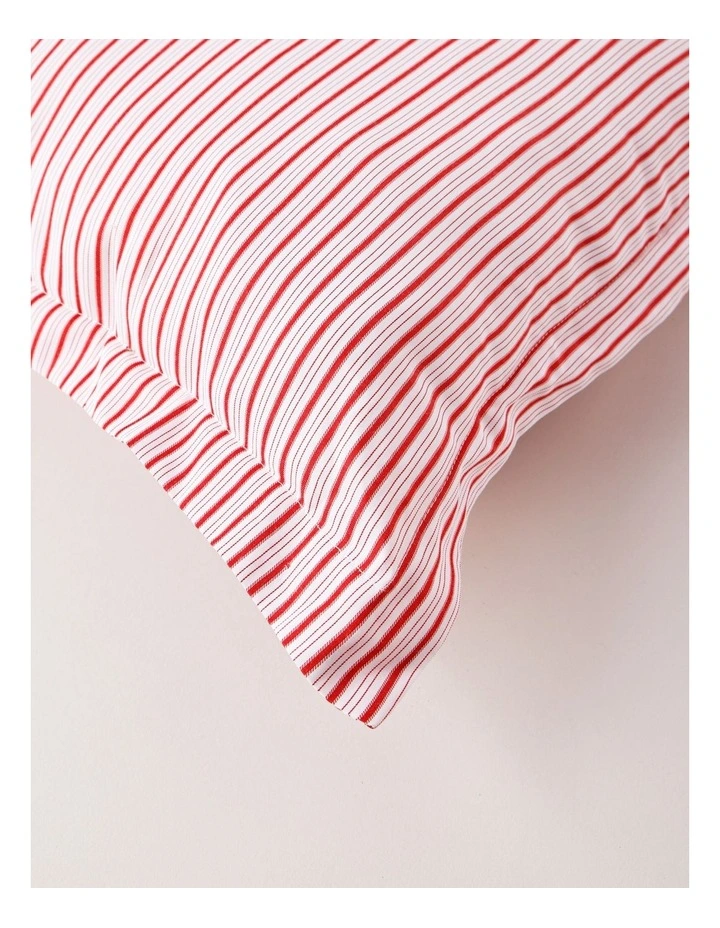 Heirloom Christmas Striped Flanged Cushion 50x50cm in Red/White image 2