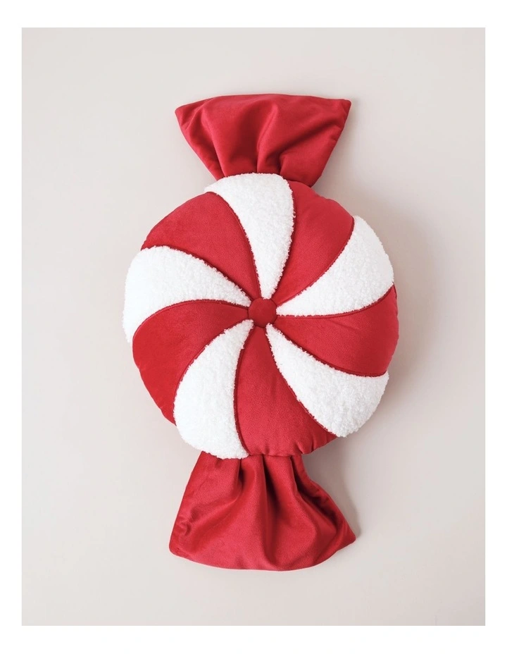Candyland Christmas Candy Cushion 50cm in Red/White image 1