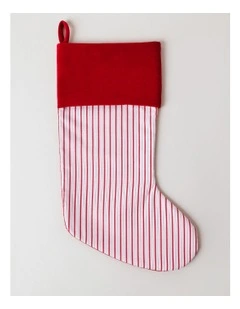 Heirloom Christmas Fabric Stripe Sack 44cm in Red/White