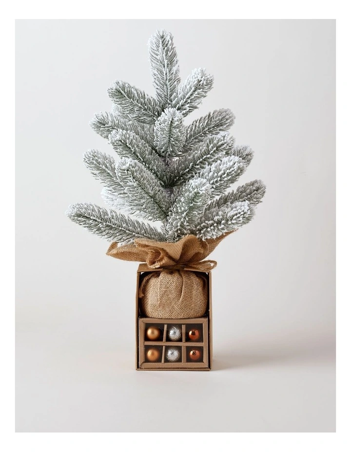 Harvest Christmas Flocked Douglas Fir Tabletop Tree with DIY Ornaments 46cm in Bronze image 1