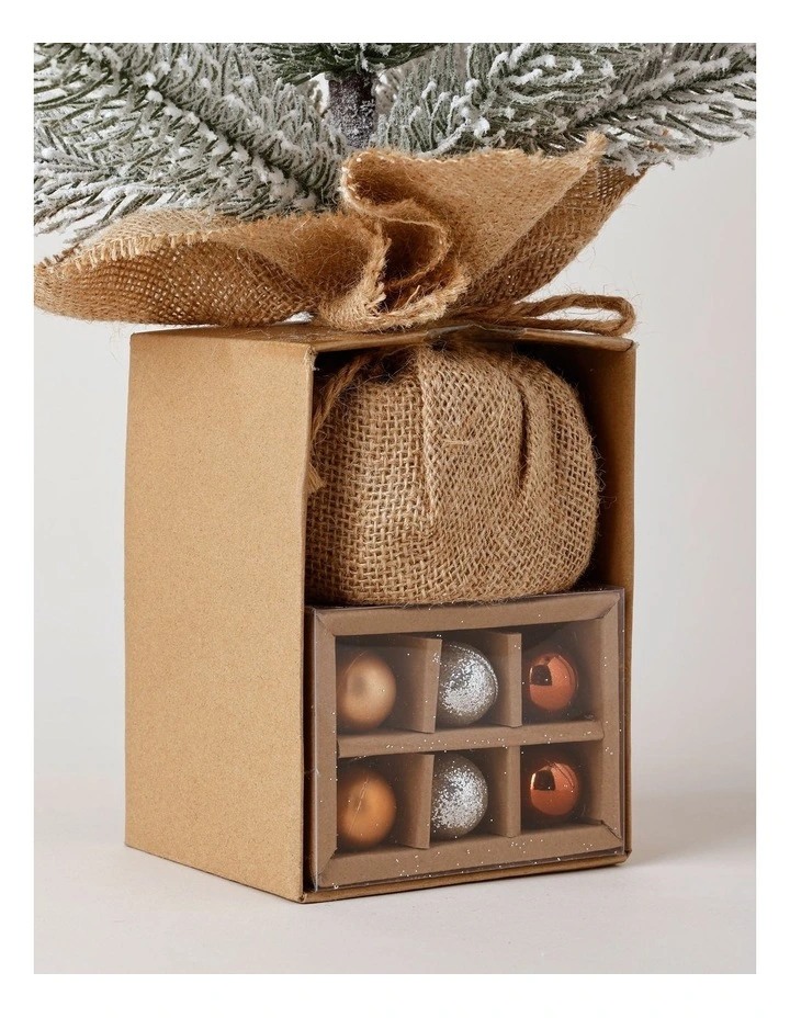 Harvest Christmas Flocked Douglas Fir Tabletop Tree with DIY Ornaments 46cm in Bronze image 3