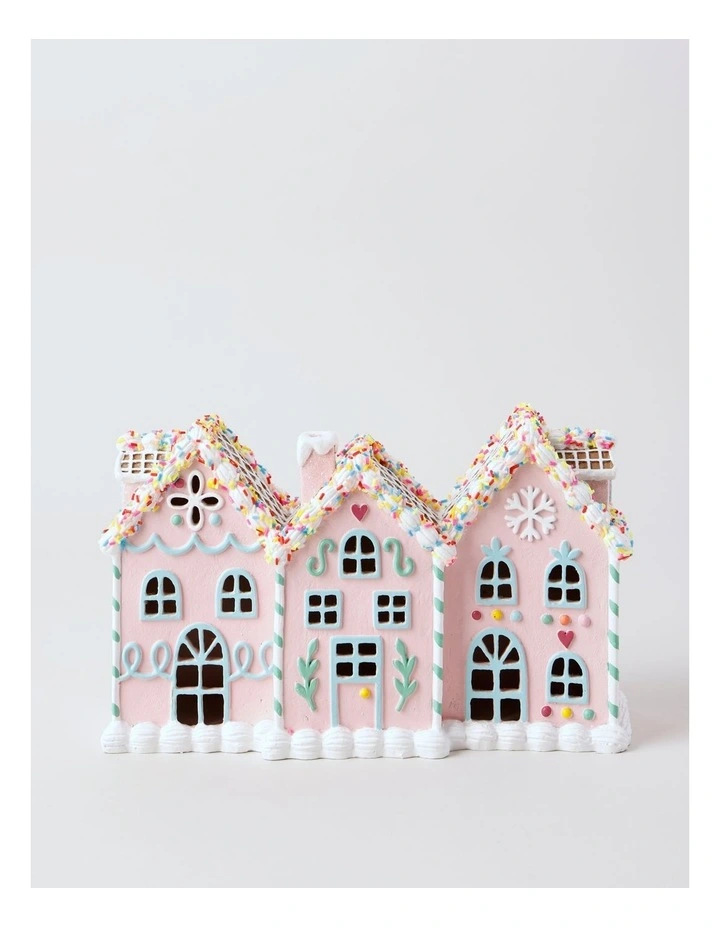 Candyland Christmas Resin Gingerbread House withLED 26cm in Multicolour image 1