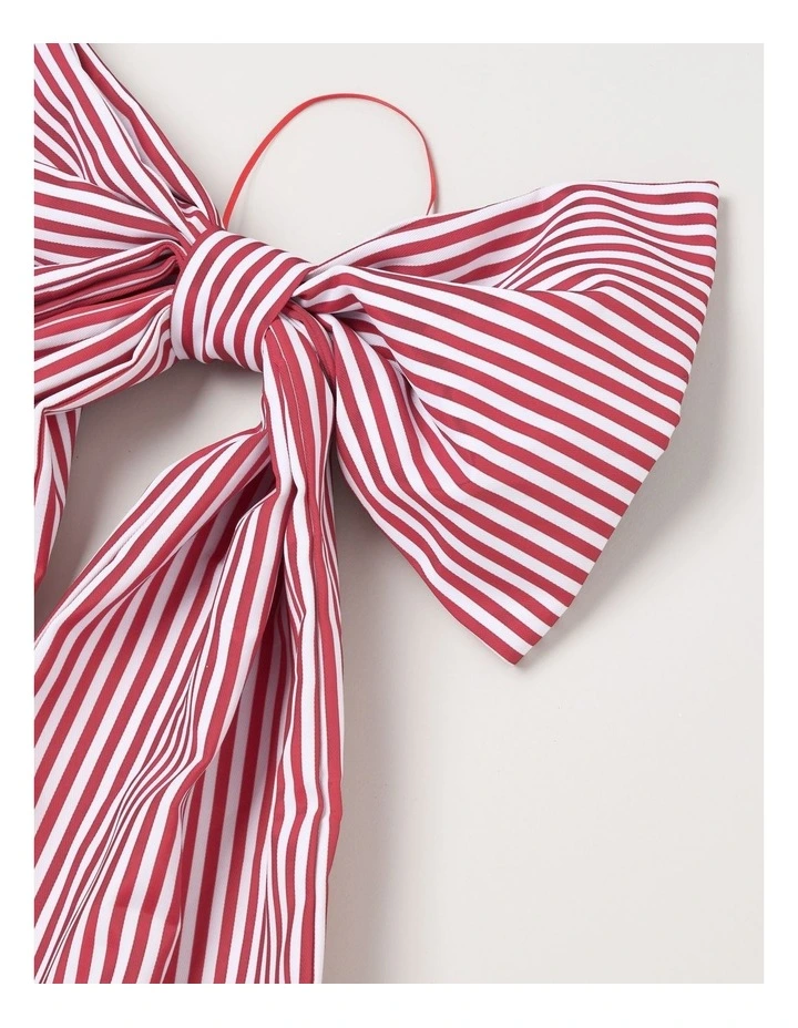 Heirloom Christmas Fabric Oversized Striped Bow Clip 53cm in Red/White image 4
