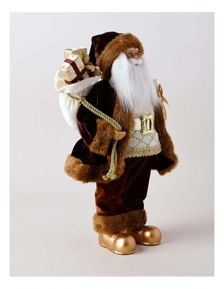 Harvest Christmas Jasper the Metallic Santa with Present 46cm in Mocha image 2