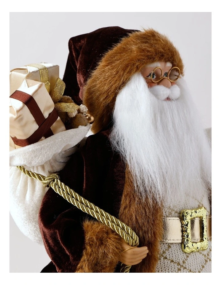 Harvest Christmas Jasper the Metallic Santa with Present 46cm in Mocha image 5