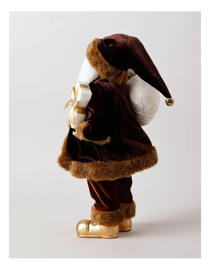 Harvest Christmas Jasper the Metallic Santa with Present 46cm in Mocha image 6