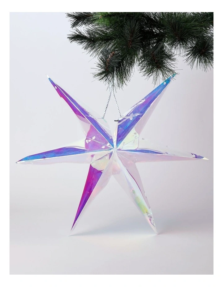 Candyland Christmas LED Collapsible Iridescent Star 37cm image 1