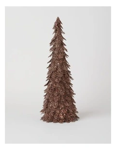 Harvest Christmas Glitter Triangle Leaf Cone Tree 47cm in Bronze