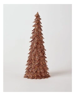 Harvest Christmas Glitter Triangle Leaf Cone Tree 47cm in Bronze