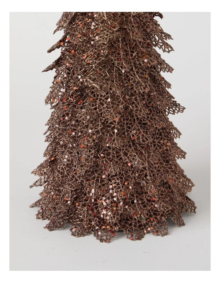 Harvest Christmas Glitter Triangle Leaf Cone Tree 47cm in Bronze image 2