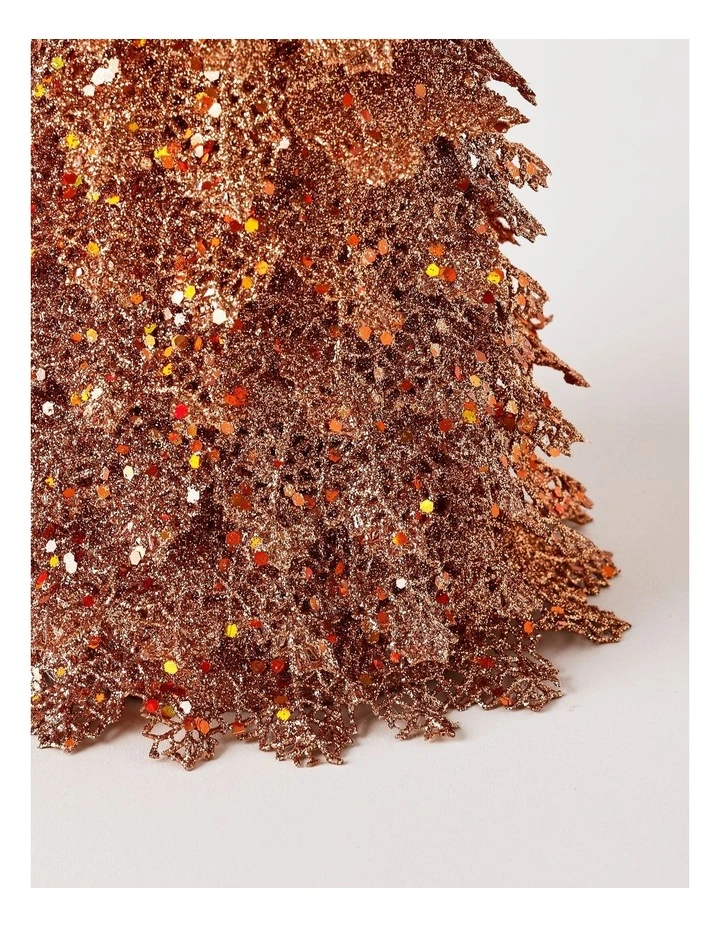 Harvest Christmas Glitter Triangle Leaf Cone Tree 47cm in Bronze image 2