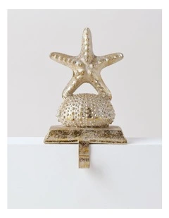 Eucalyptus Christmas Polyresin Starfish Stocking Holder 21cm in Gold