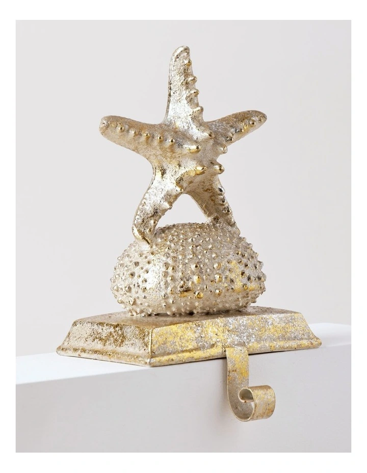 Eucalyptus Christmas Polyresin Starfish Stocking Holder 21cm in Gold image 4