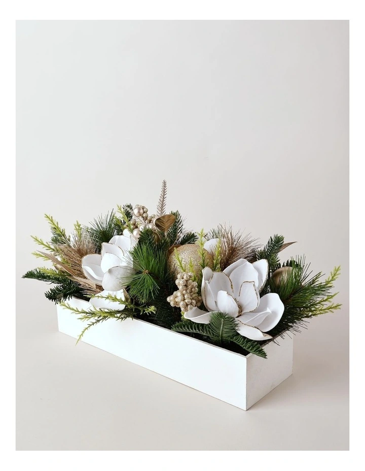 Luxe Christmas Magnolia Foliage Arrangement 56cm in White image 1