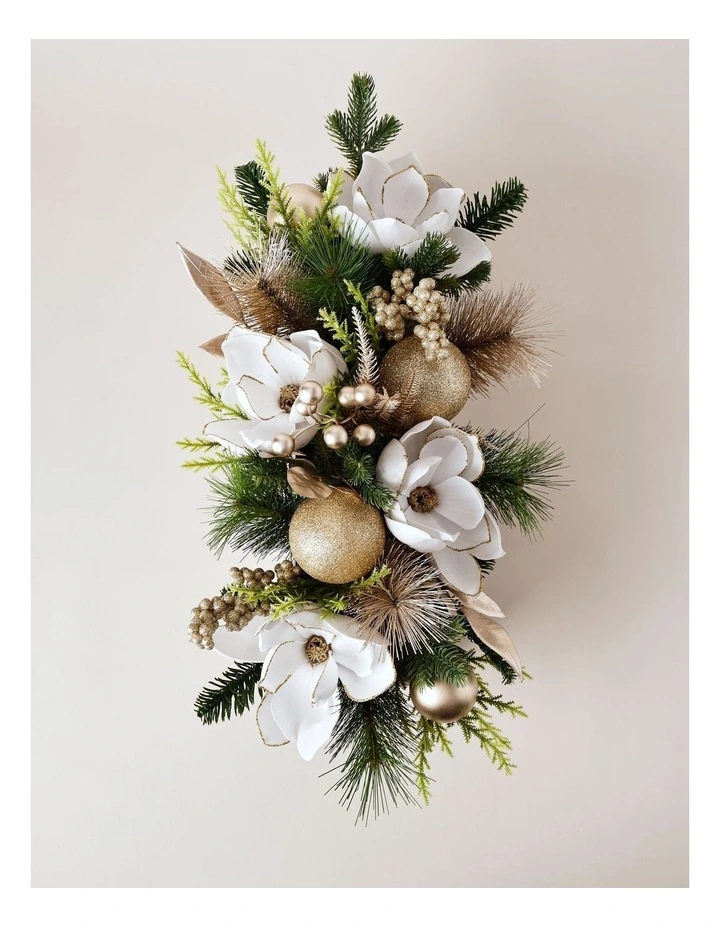 Luxe Christmas Magnolia Foliage Arrangement 56cm in White image 2