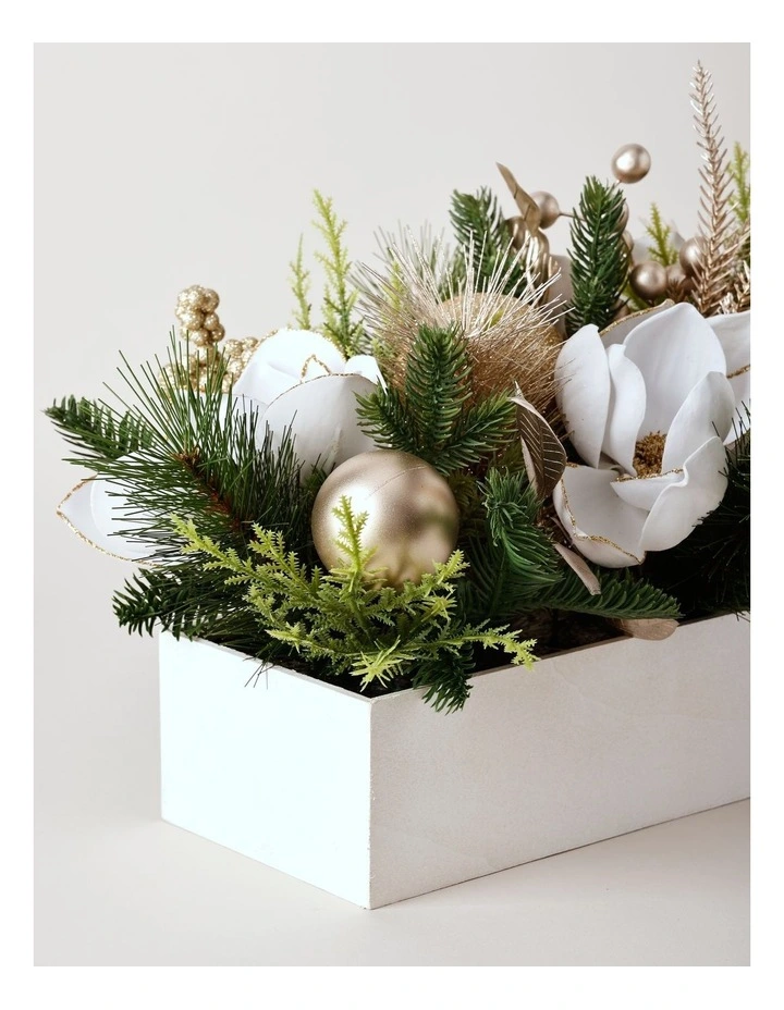 Luxe Christmas Magnolia Foliage Arrangement 56cm in White image 3