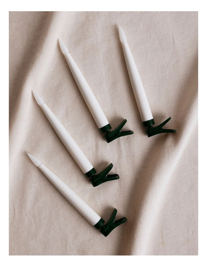 Heirloom Christmas 4 Pack LED Clip On Candles 15cm in White/Black image 2