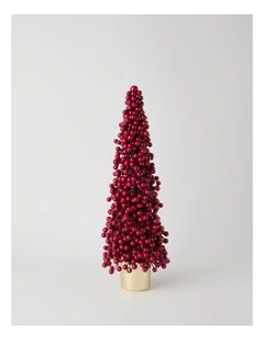 Heirloom Christmas Berry Tree in Gold Pot in Red: 60cm
