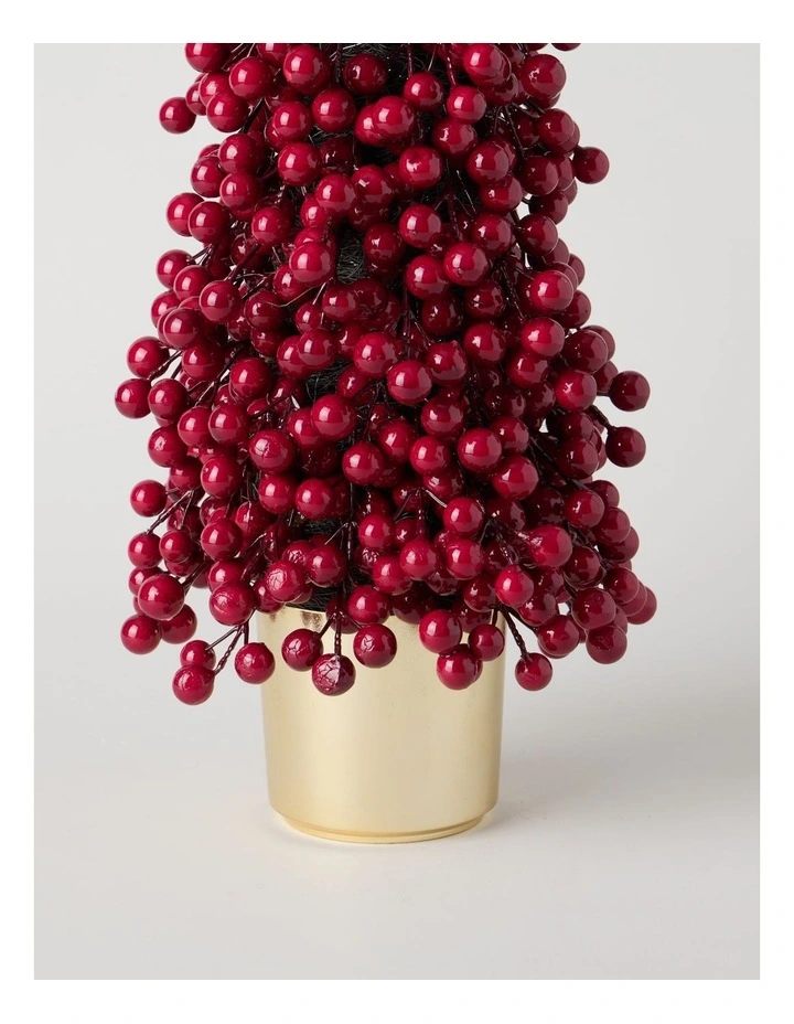 Heirloom Christmas Berry Tree in Gold Pot in Red: 60cm image 3