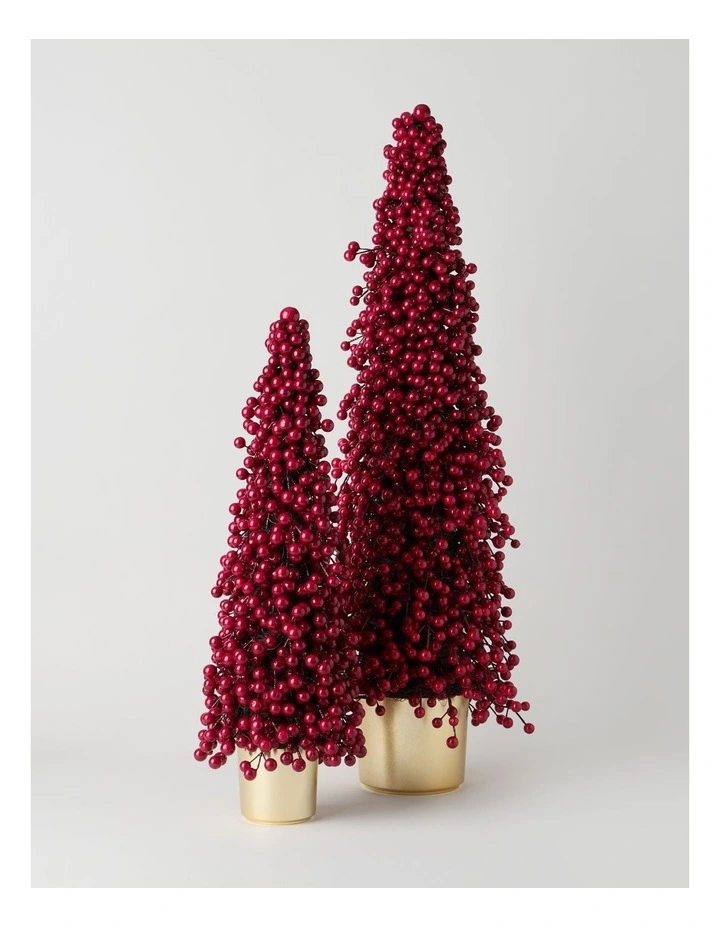 Heirloom Christmas Berry Tree in Gold Pot in Red: 60cm image 4
