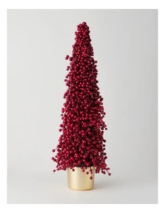 Heirloom Christmas Berry Tree in Gold Pot in Red: 90cm