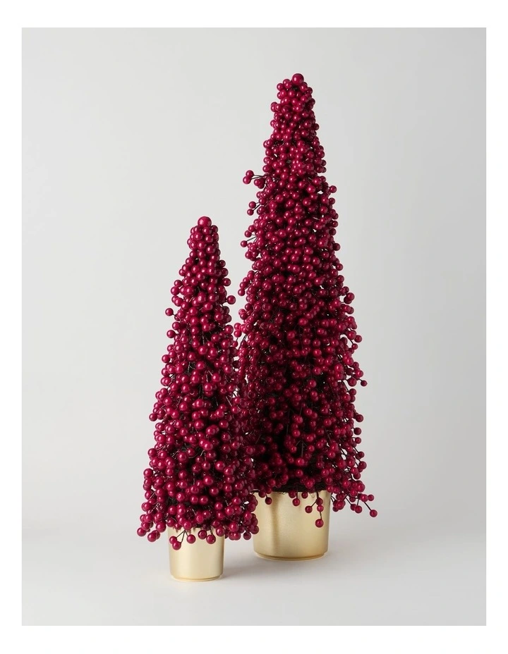 Heirloom Christmas Berry Tree in Gold Pot in Red: 90cm image 3