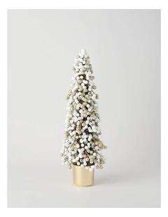 Luxe Christmas Berry Tree in Gold Pot in White: 60cm
