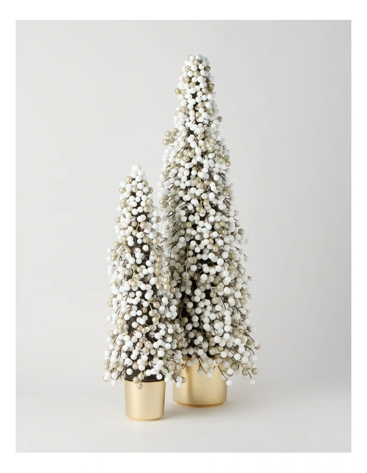 Luxe Christmas Berry Tree in Gold Pot in White: 60cm image 5