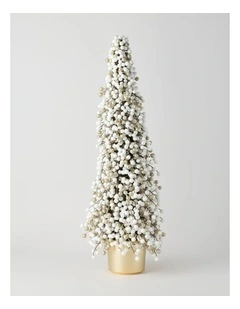 Luxe Christmas Berry Tree in Gold Pot in White: 90cm