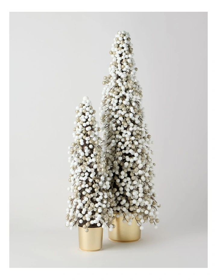 Luxe Christmas Berry Tree in Gold Pot in White: 90cm image 4