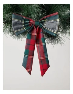 Heirloom Fabric Tartan Bow Clip in Red and Green: 20cm