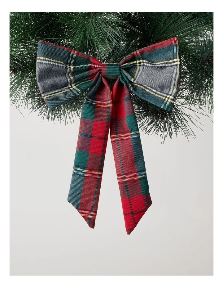 Heirloom Fabric Tartan Bow Clip in Red and Green: 20cm image 1