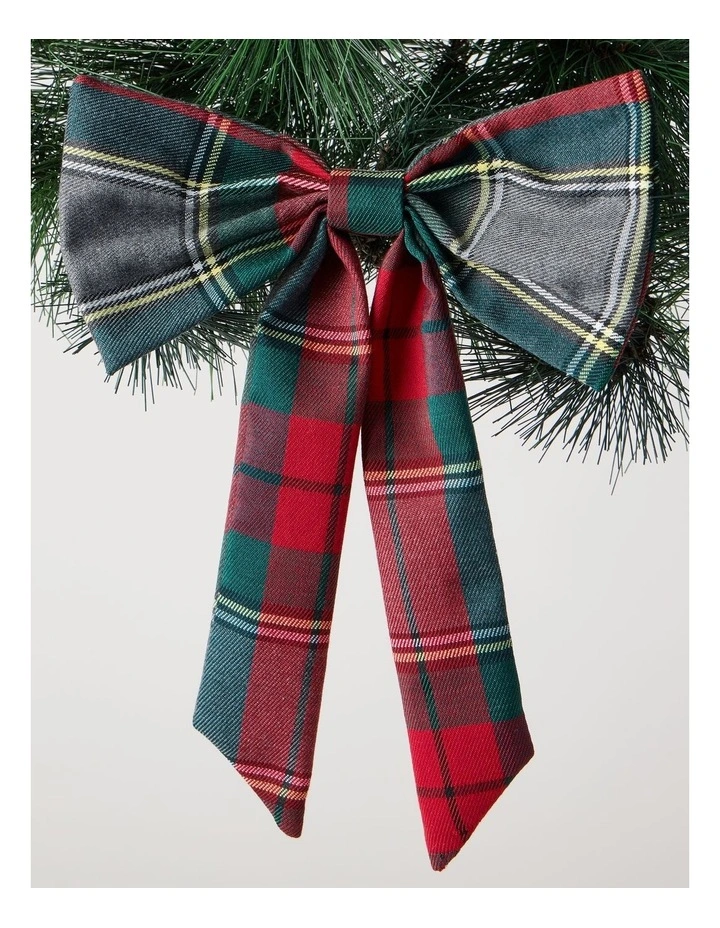 Heirloom Fabric Tartan Bow Clip in Red and Green: 20cm image 3