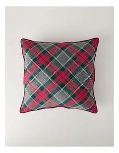 Heirloom Tartan Cushion with Velvet Trim in Red and Green: 45cm