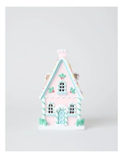 Nostalgia Resin Gingerbread House with LED in Multi: 22cm