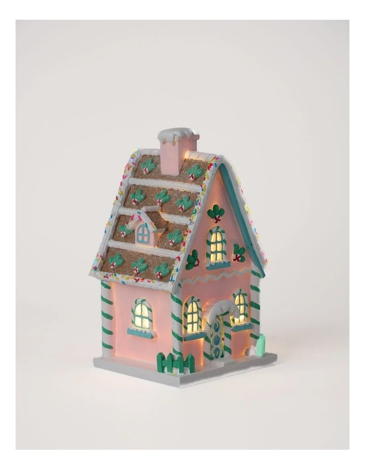 Nostalgia Resin Gingerbread House with LED in Multi: 22cm image 2