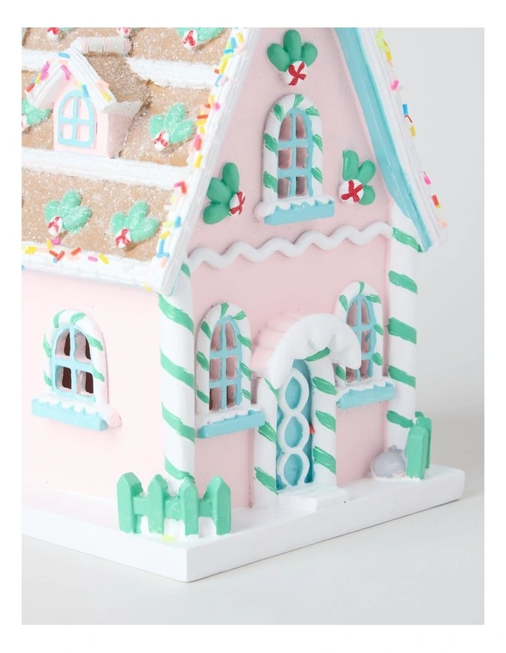 Nostalgia Resin Gingerbread House with LED in Multi: 22cm image 4