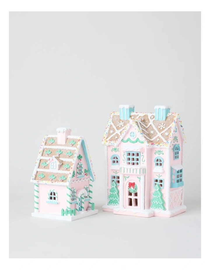 Nostalgia Resin Gingerbread House with LED in Multi: 22cm image 5